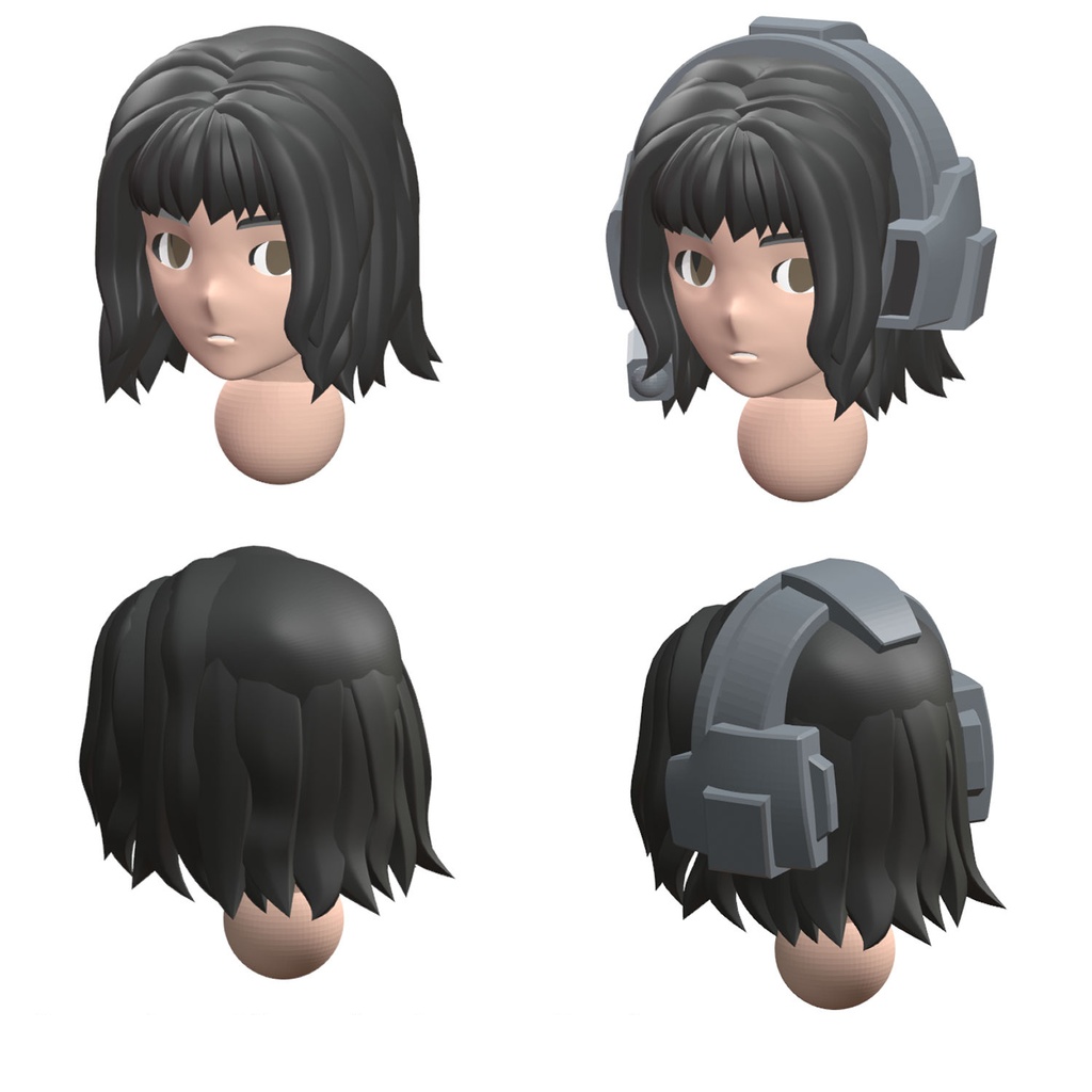 【3Dプリンター出力品】カスタム頭部パーツ 女性セット2(8種)