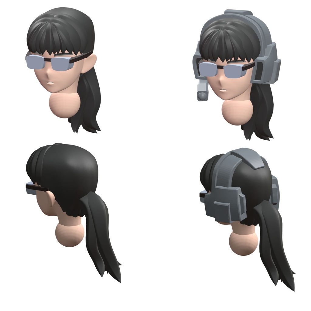 【3Dプリンター出力品】カスタム頭部パーツ 女性セット2(8種)