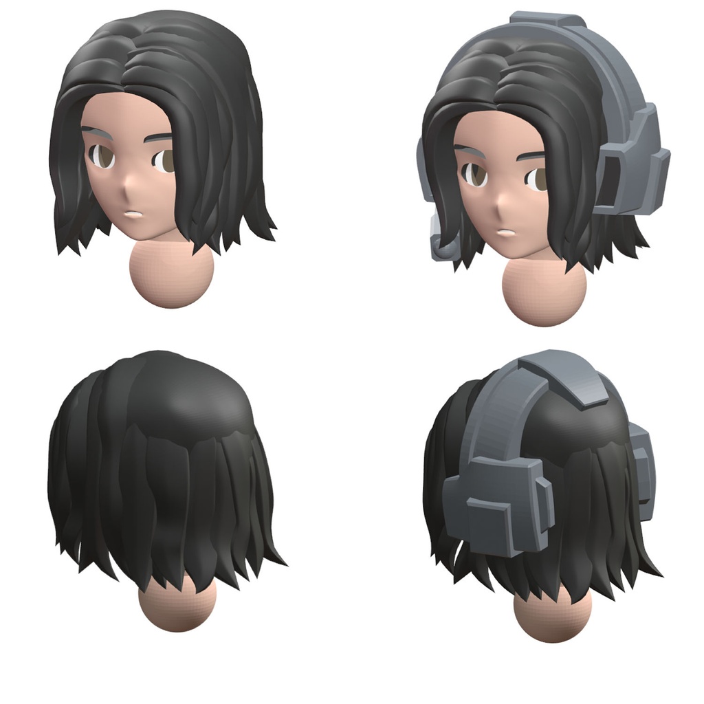 【3Dプリンター出力品】カスタム頭部パーツ 女性セット2(8種)