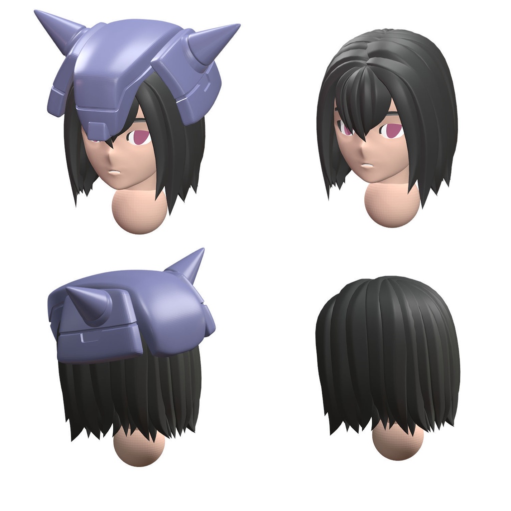【3Dプリンター出力品】カスタム頭部パーツ 女性セット2(8種)