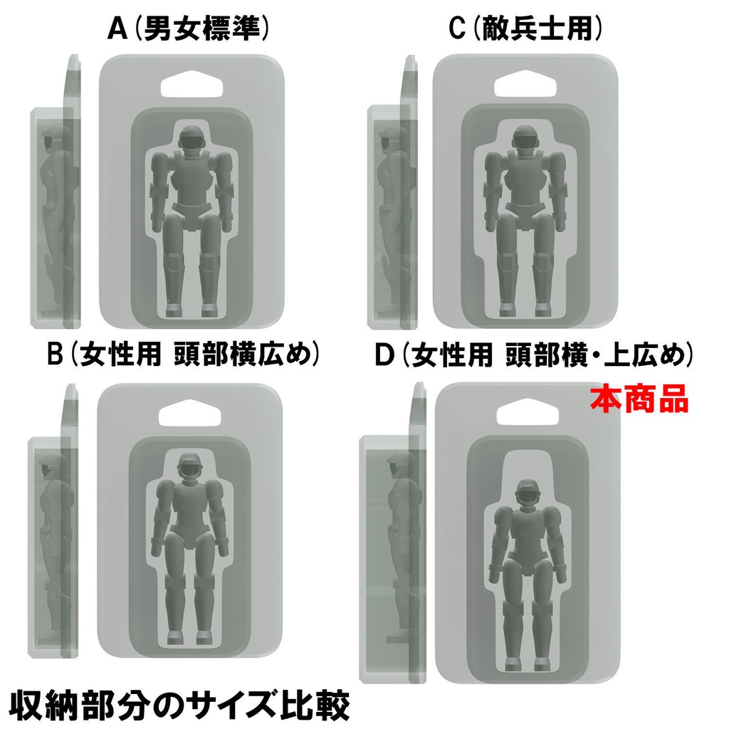 【3Dプリンター出力品】ノーツパッケージD(女性用 頭部横・前後・上下広め)