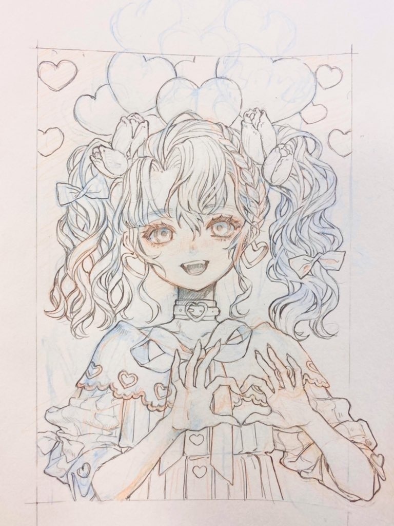 Mutual affection (下書き鉛筆線画)