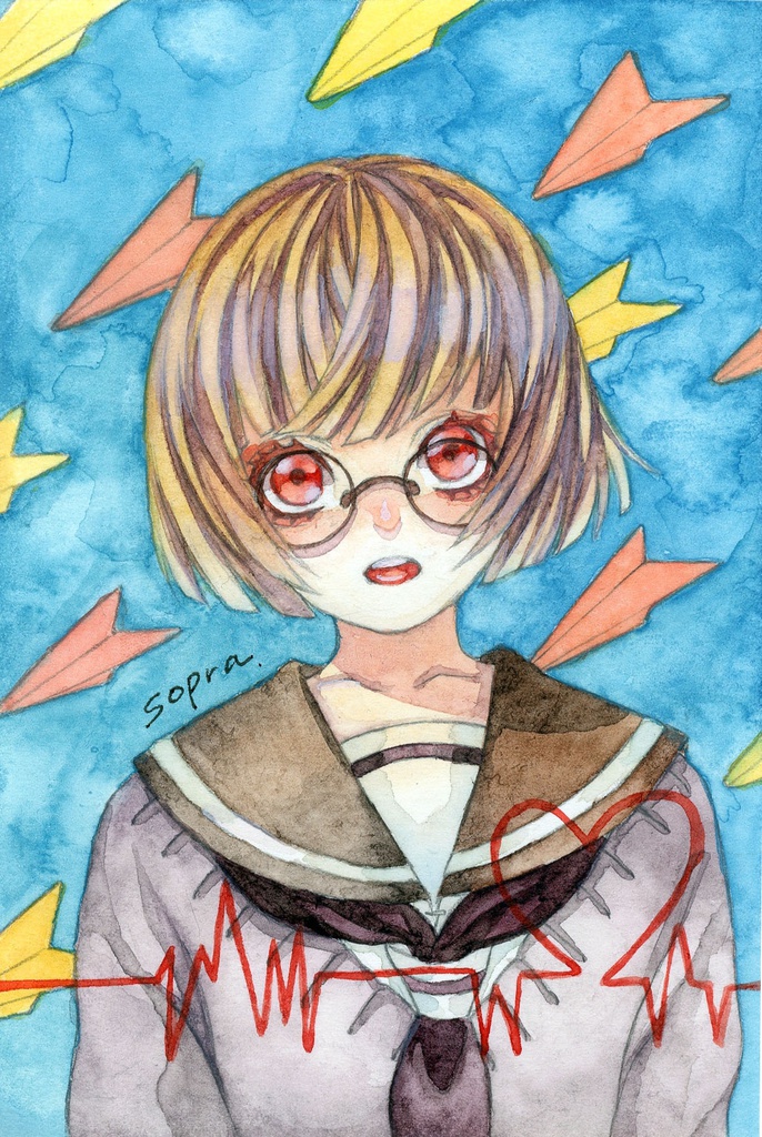 〈水彩原画〉恋文ヒコーキ