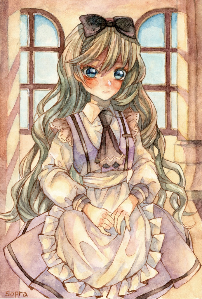  〈水彩原画〉洋館の少女