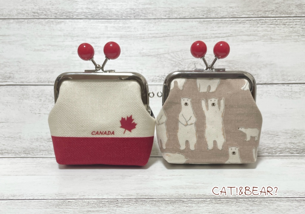 力ナ夕゛さん赤玉付がま口