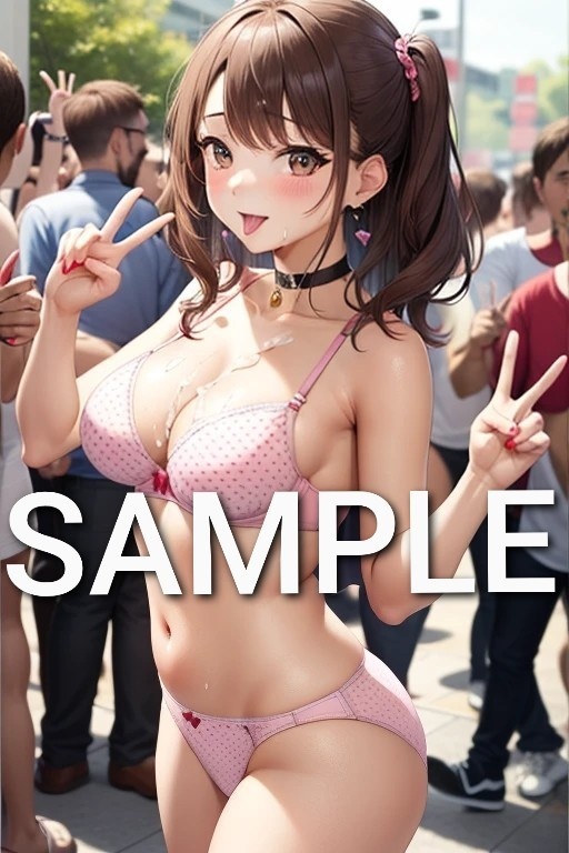 野外で下着姿になってピースする女の子②