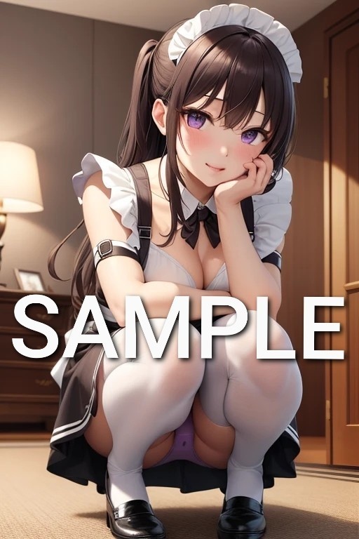 メイドさんのしゃがみパンチラ