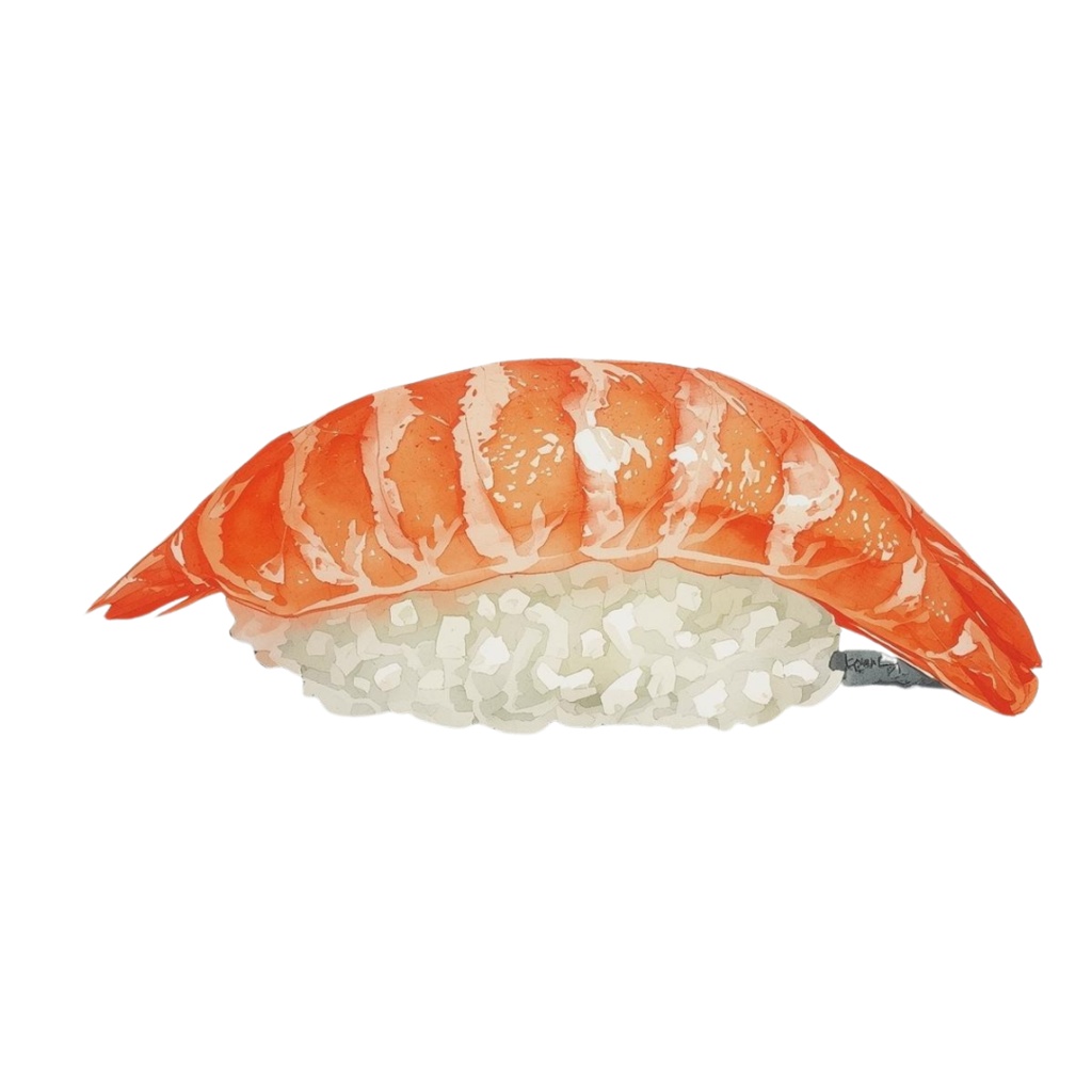 水彩風お寿司クリップアートセット PNGデータ(和風テイスト/6種類)