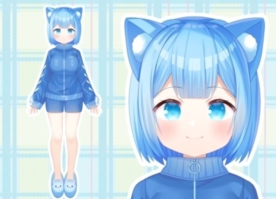 【限定1点】Vtuberモデル - 青ねこ【Live2dモデル】