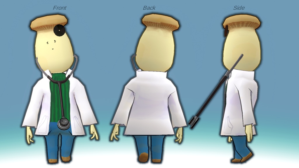 エリンギ先生3Dモデル(聴診器付属)