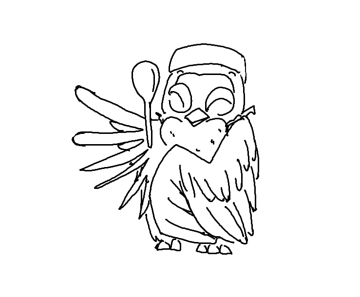 カチャトリ3Dモデル【給食調理員フクロウ】