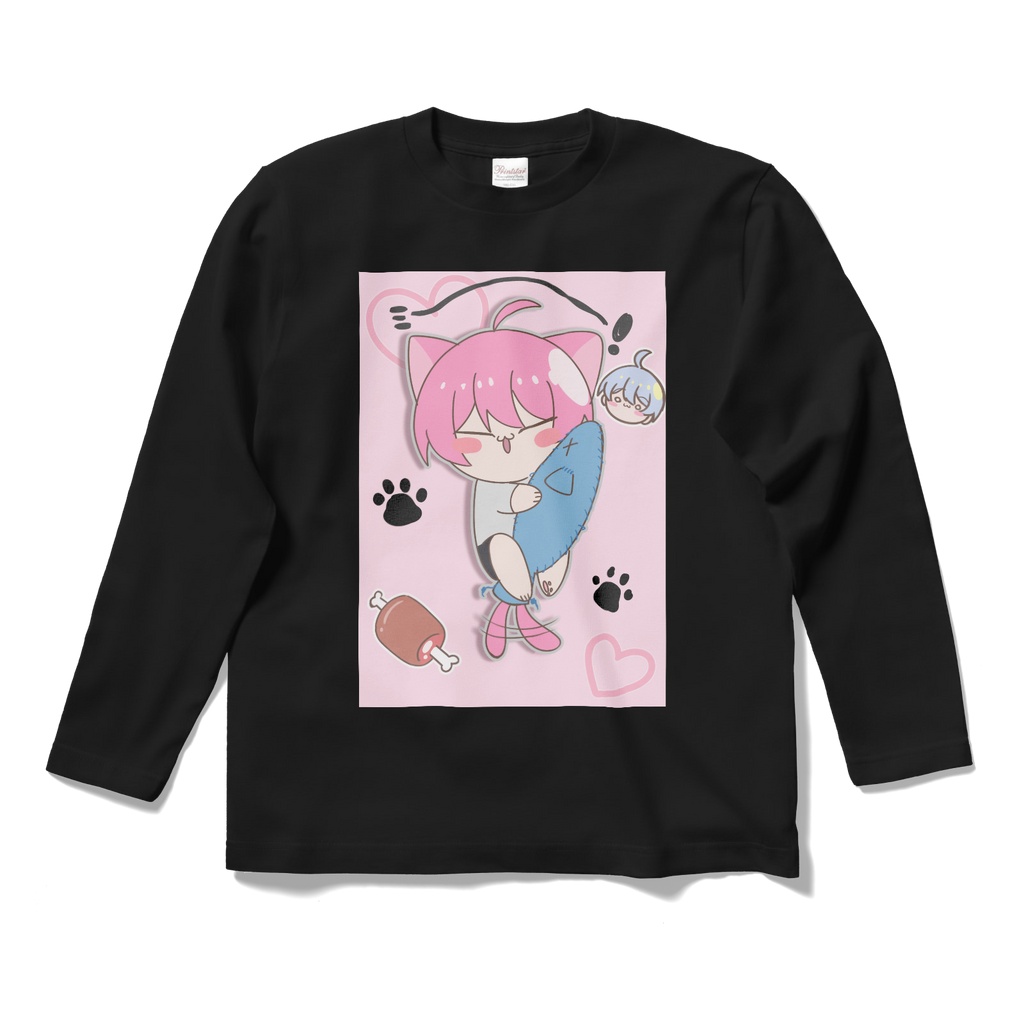 ネコバリ（創作）　長袖Tシャツ