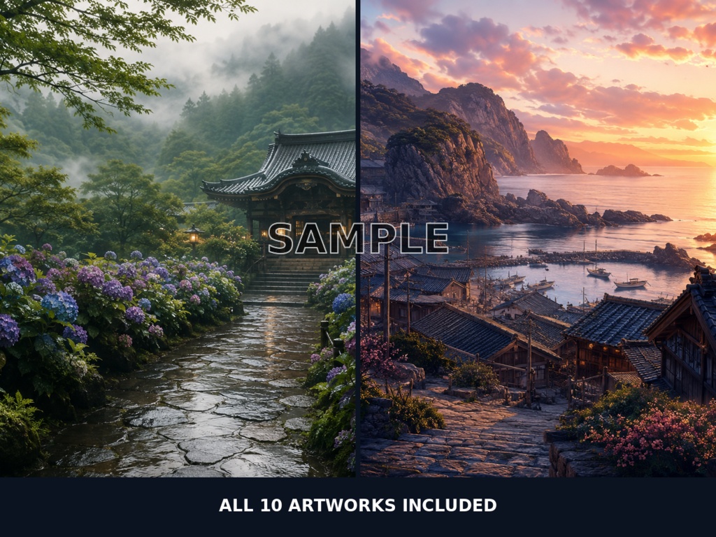 Japan Dreamscape Collection Vol.1|幻想日本風景・四季の絶景10選|AIアート・PC壁紙