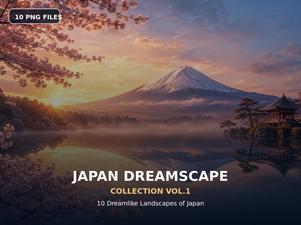 Japan Dreamscape Collection Vol.1｜幻想日本風景・四季の絶景10選｜AIアート・PC壁紙
