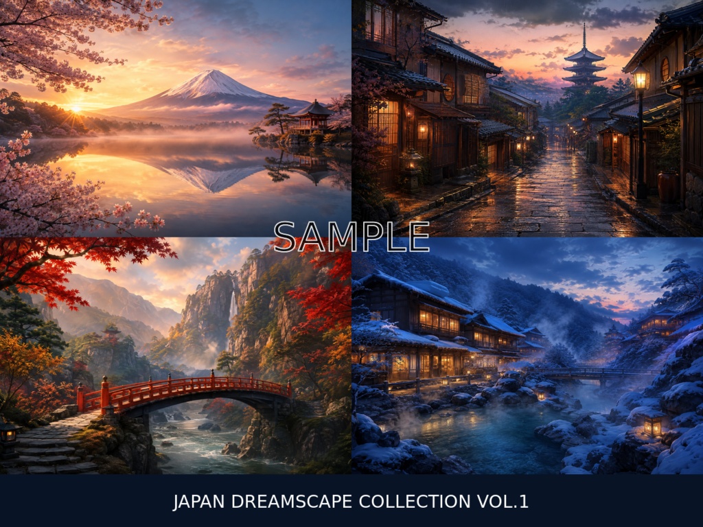 Japan Dreamscape Collection Vol.1|幻想日本風景・四季の絶景10選|AIアート・PC壁紙