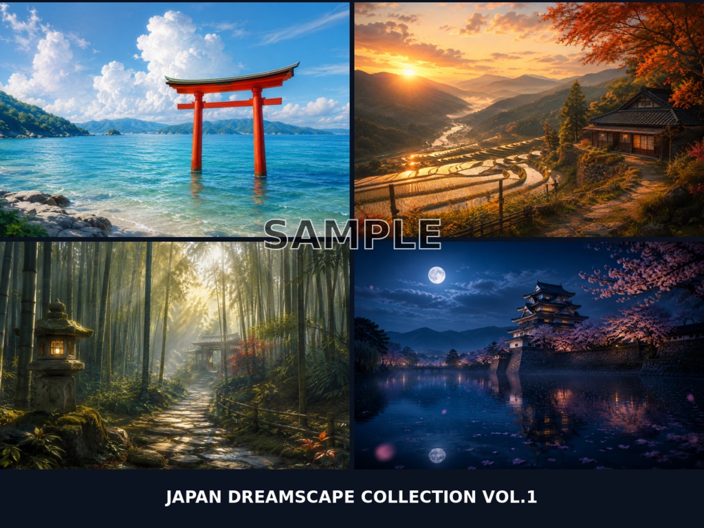 Japan Dreamscape Collection Vol.1|幻想日本風景・四季の絶景10選|AIアート・PC壁紙