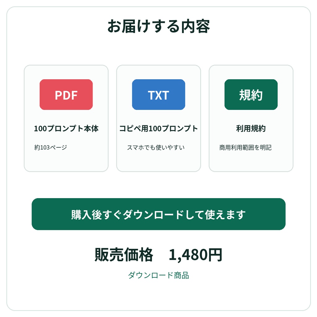 「ChatGPT副業プロンプト100選|収益化・集客・販売 実践編