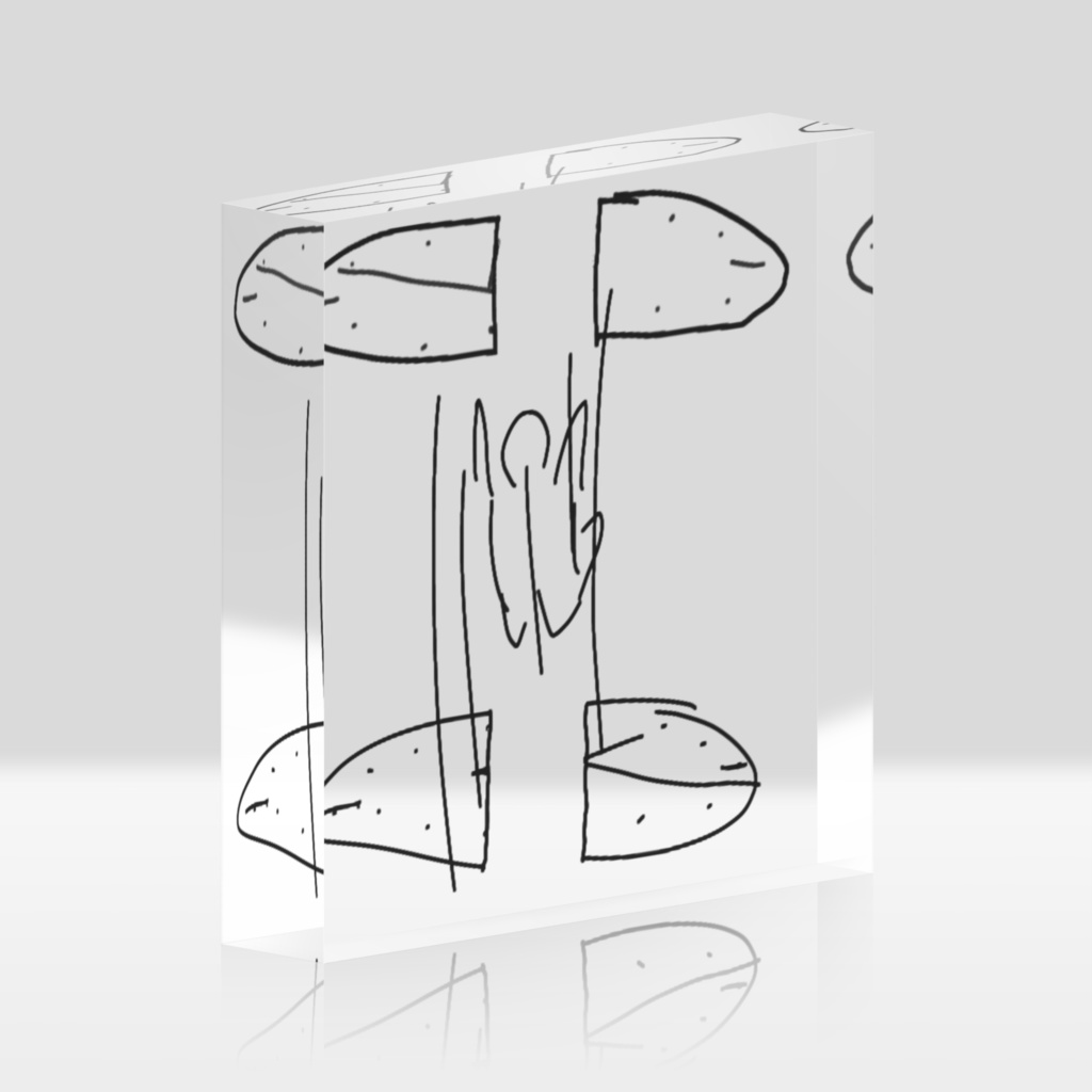 時計の隙間から時計の隙間へ落ち続ける人のアクリルブロック 透明