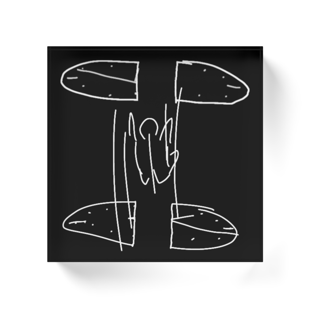 時計の隙間から時計の隙間へ落ち続ける人のアクリルブロック 黒 透明