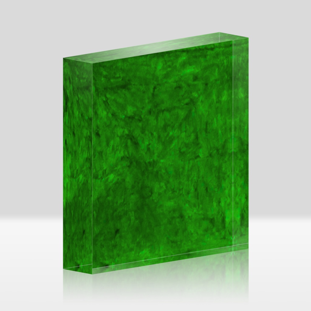 単色アクリルブロック 緑 クレヨン 白引き