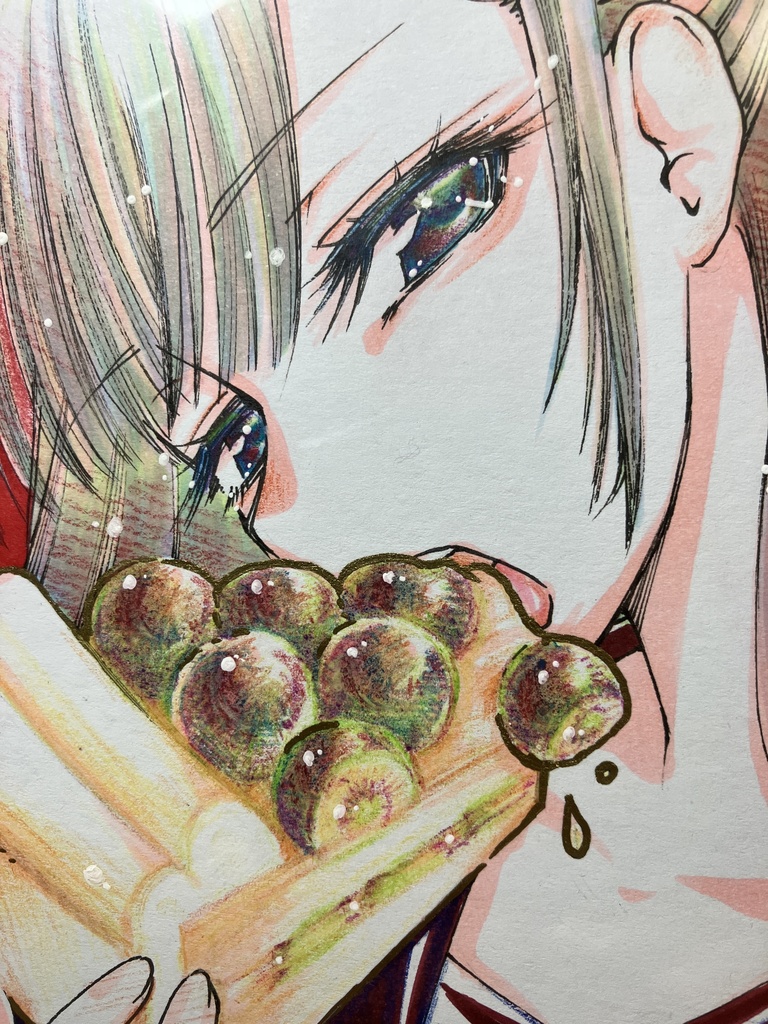 オリジナル　食べる女の子　寸松庵 色紙