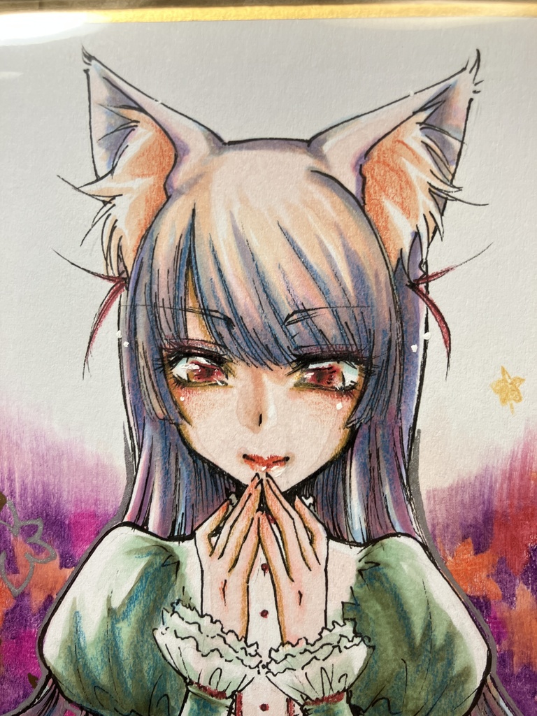 キツネ耳の少女 寸松庵 手描きイラスト オリジナル