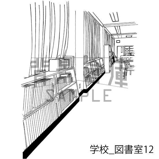 学校の背景集 セット23 図書室 背景倉庫 Booth