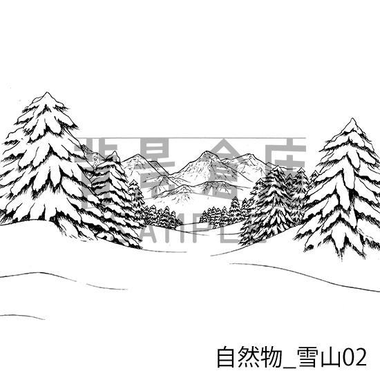 自然物の背景集_セット8(雪山・トーン処理済み)