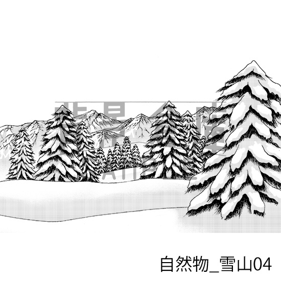 自然物の背景集_セット8(雪山・トーン処理済み)