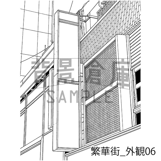 繁華街の背景集_セット7(外観)