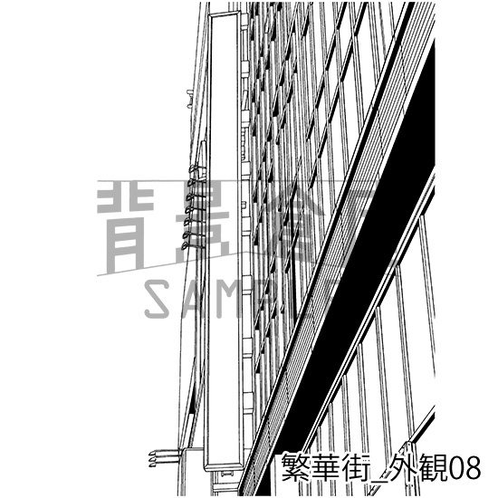 繁華街の背景集_セット7(外観)