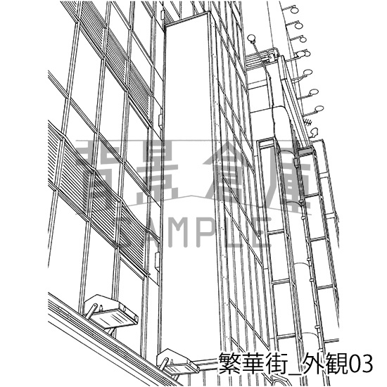 繁華街の背景集_セット7(外観)