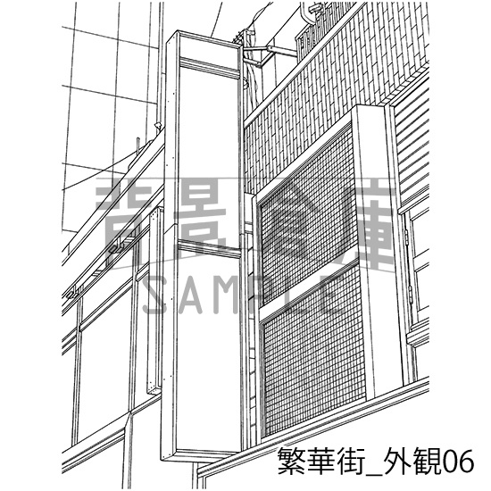 繁華街の背景集_セット7(外観)