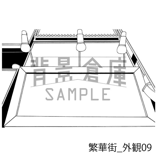 繁華街の背景集_セット7(外観)