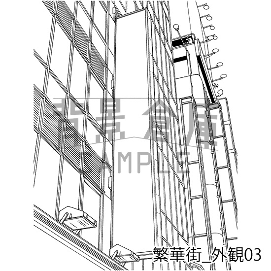 繁華街の背景集_セット7(外観)