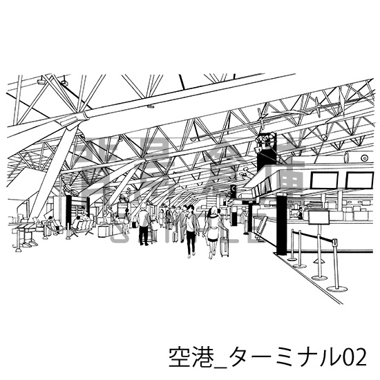空港の背景集_セット1(ターミナル・飛行機)