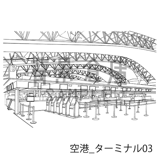 空港の背景集_セット1(ターミナル・飛行機)