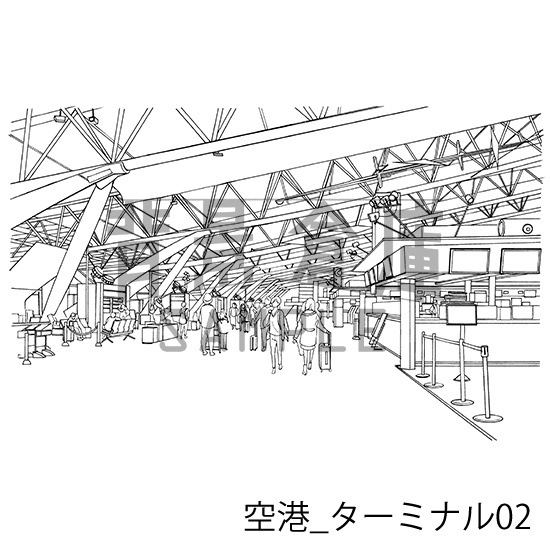 空港の背景集_セット1(ターミナル・飛行機)