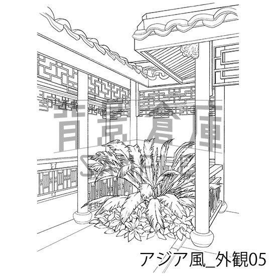アジア風の背景集_セット1(外観・室内)