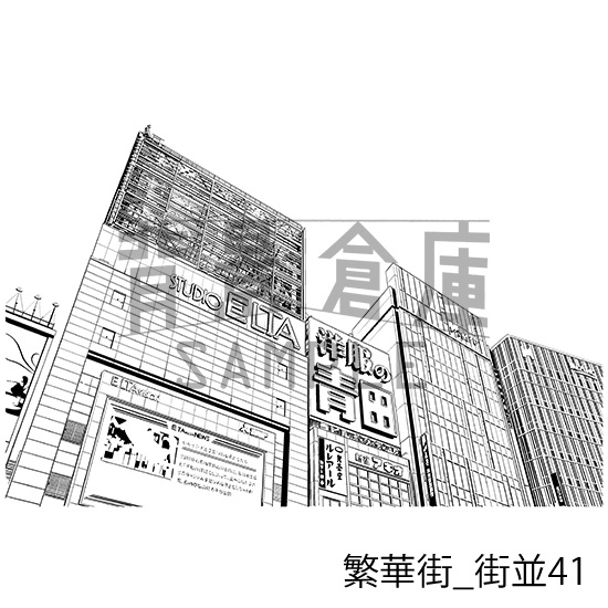 繁華街の背景集_セット8(街並)