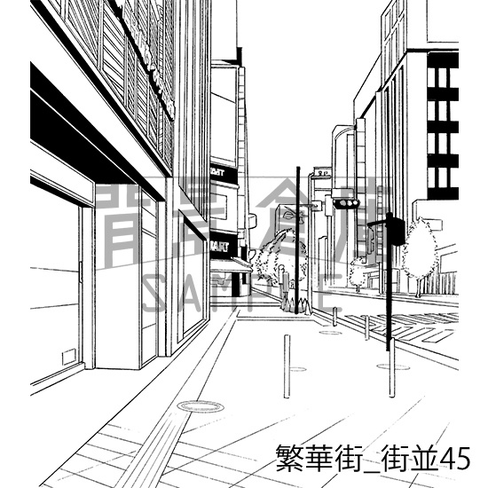 繁華街の背景集_セット8(街並)