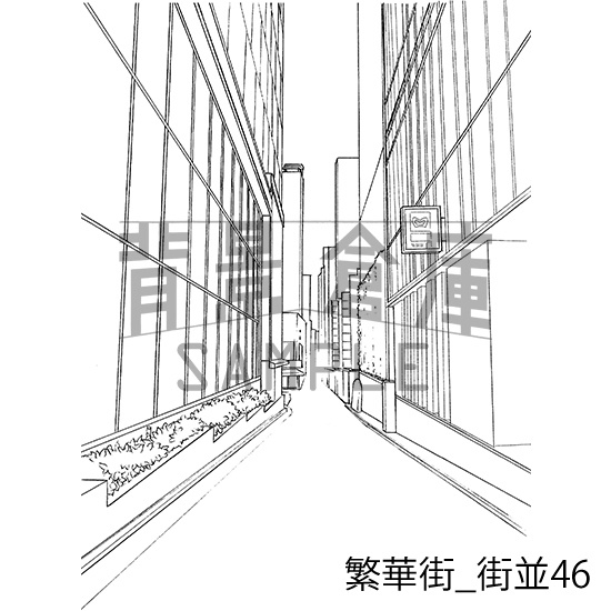 繁華街の背景集_セット8(街並)