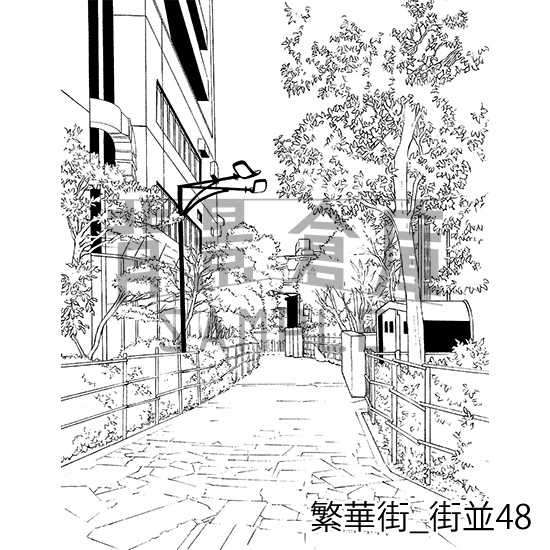 繁華街の背景集_セット8(街並)