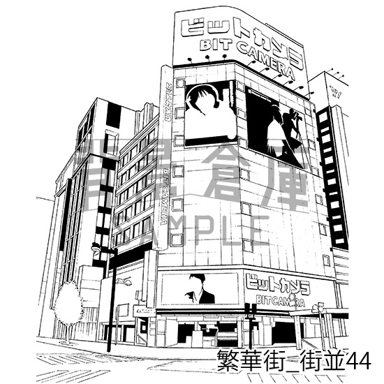 繁華街の背景集_セット8(街並)