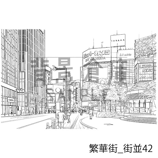 繁華街の背景集_セット8(街並)