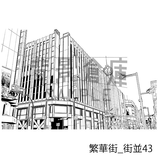 繁華街の背景集_セット8(街並)