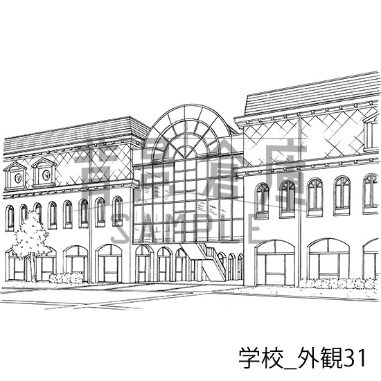 学校の背景集_セット24(外観)