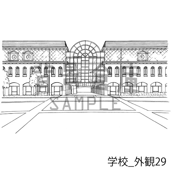 学校の背景集_セット24(外観)