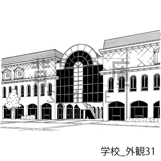 学校の背景集_セット24(外観)