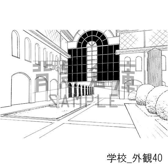 学校の背景集_セット25(外観)